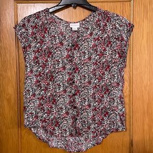 Liz Claiborne Short Sleeve Button Up Floral Print Blouse